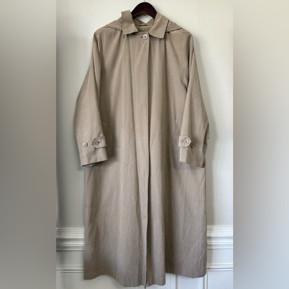London Fog Jackets & Blazers - London Fog Beige Trench Coat Size 10 Petite Removable Hood Pockets Classic